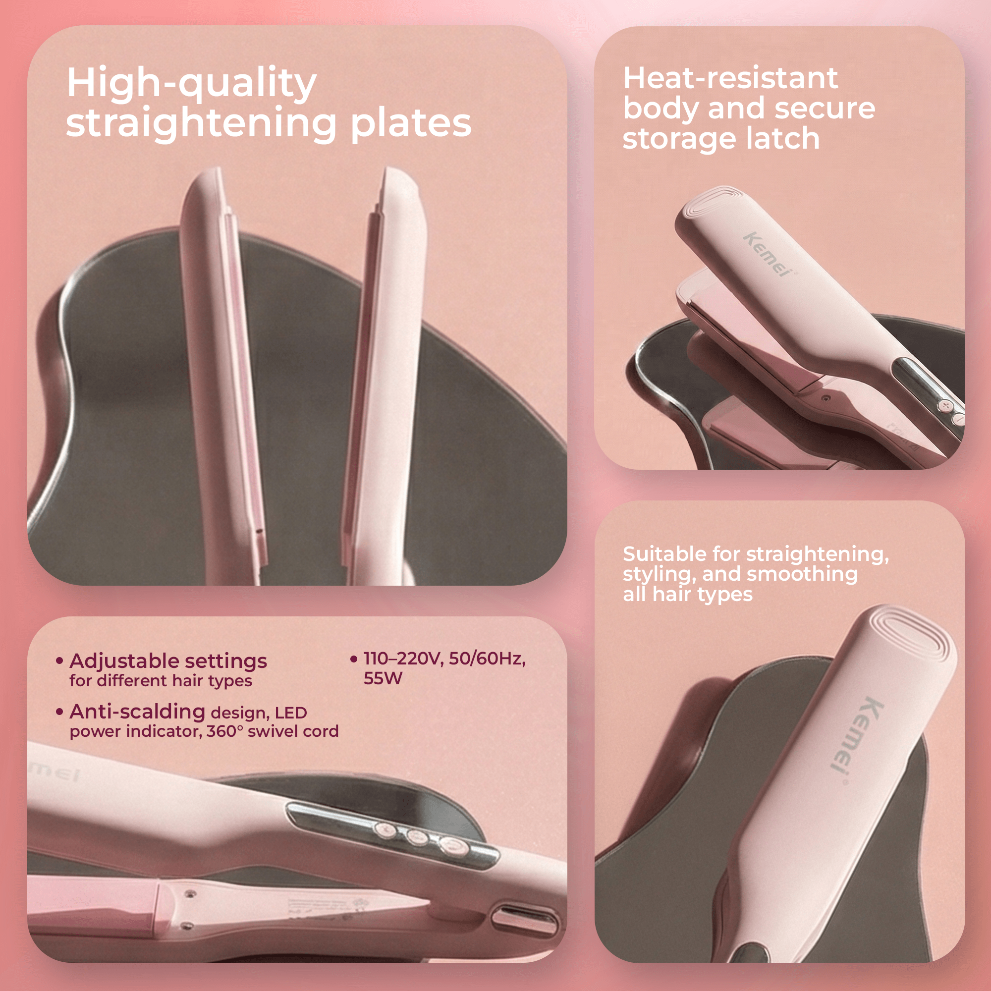 Kemei KM-2065 – Professional Hair Straightener