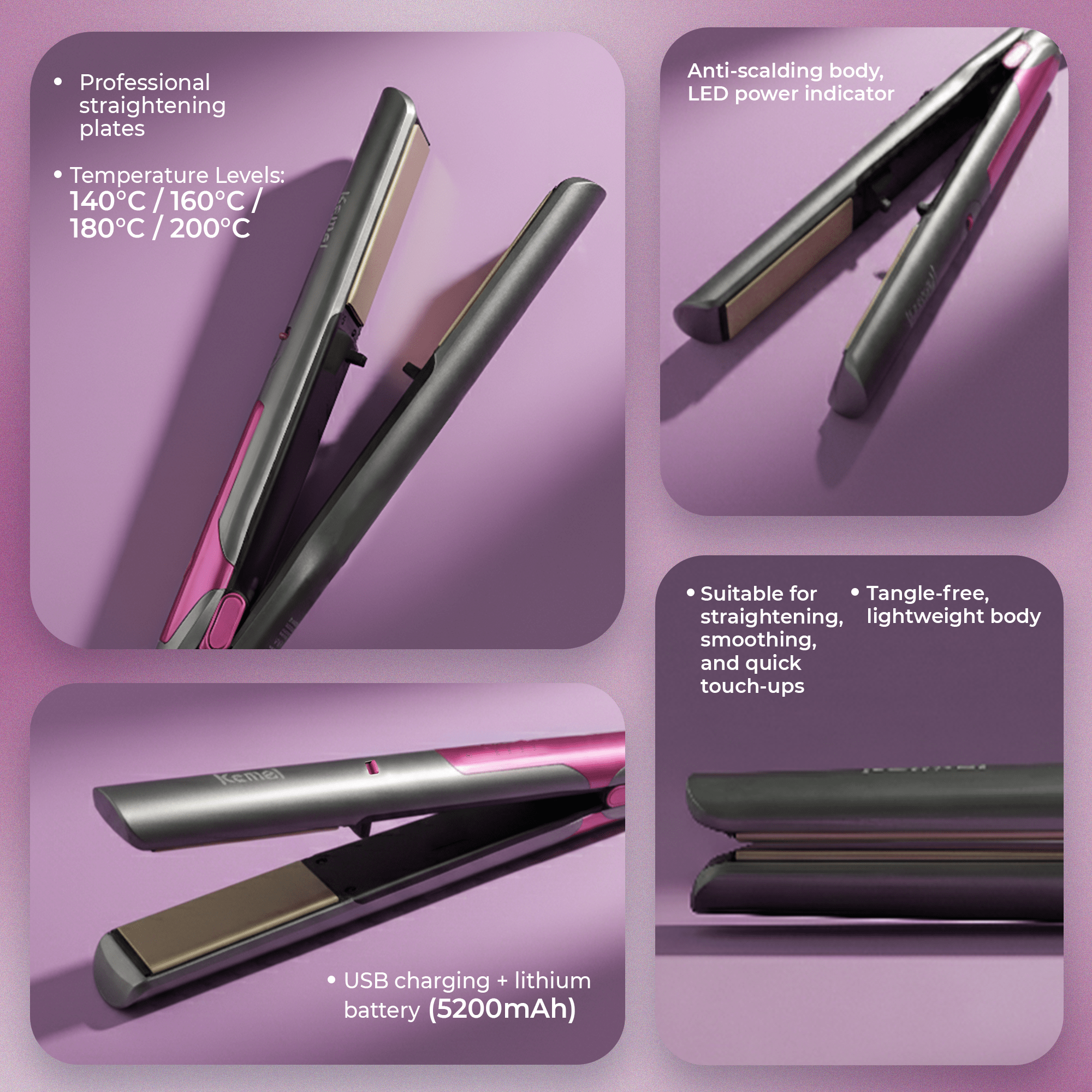 Kemei KM-555 – Professional Hair Straightener