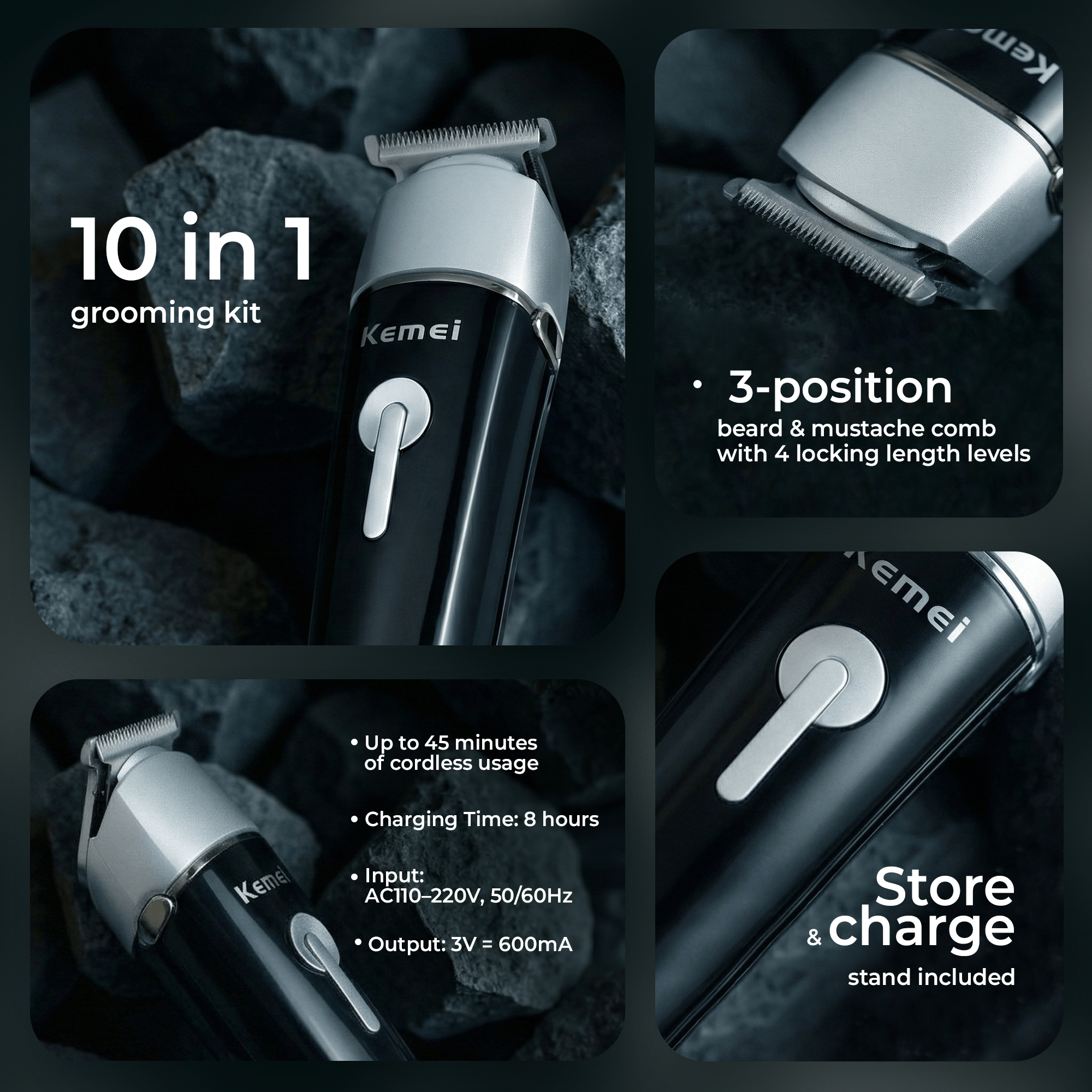 Kemei KM-1015 – 10-in-1 Grooming Kit