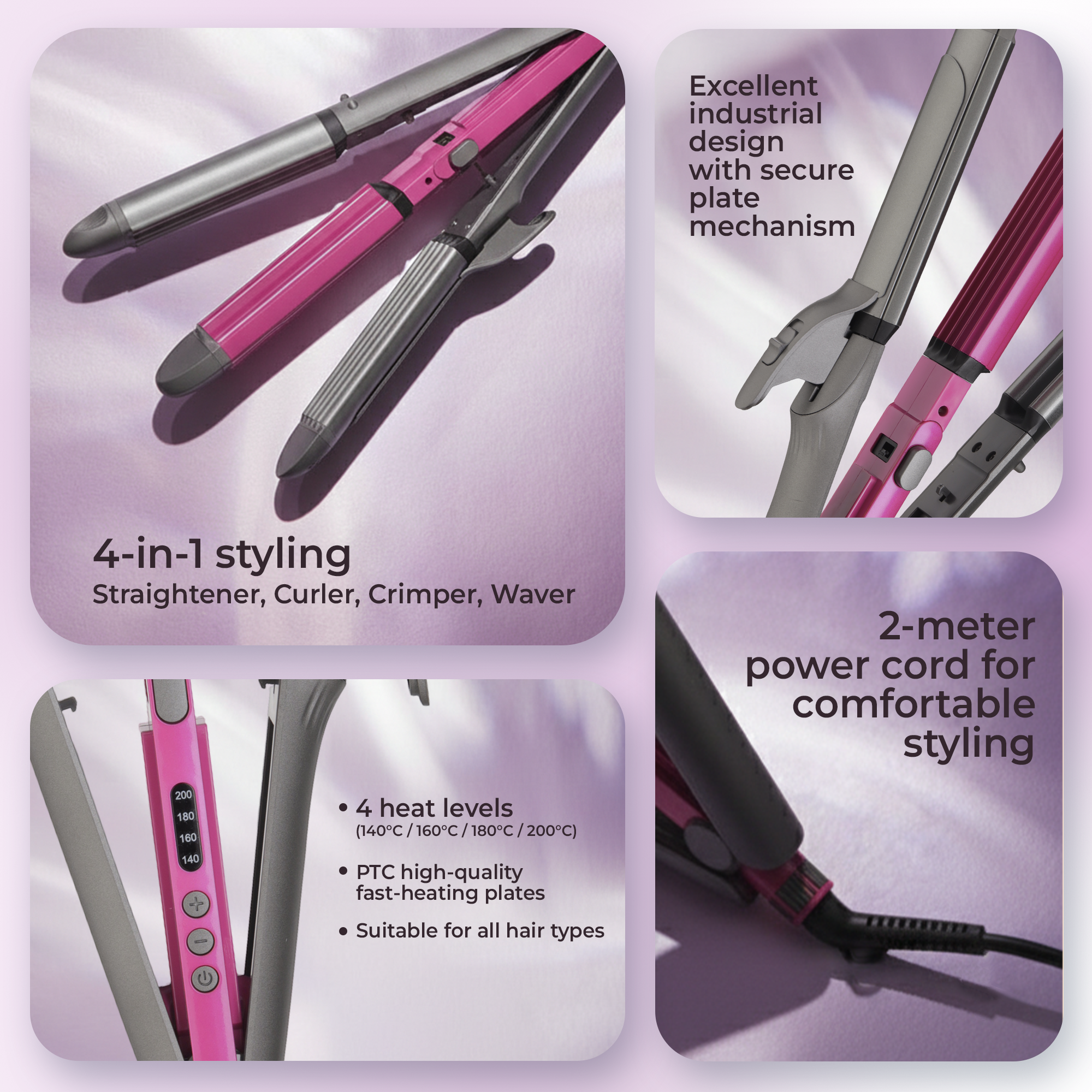 Kemei KM-1397 – 4-in-1 Hair Beauty Styler