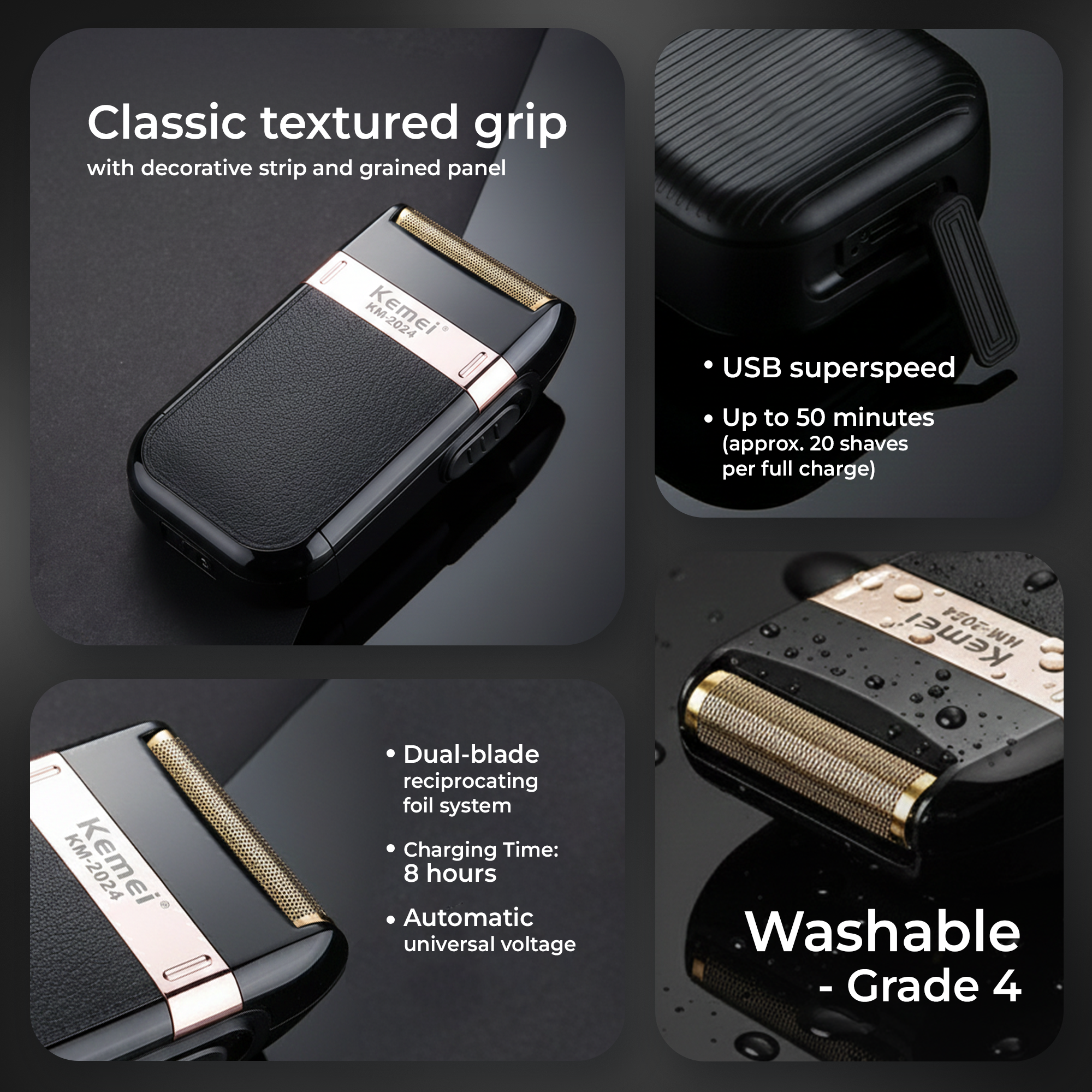 Kemei KM-2024 – Classic Reciprocating Shaver