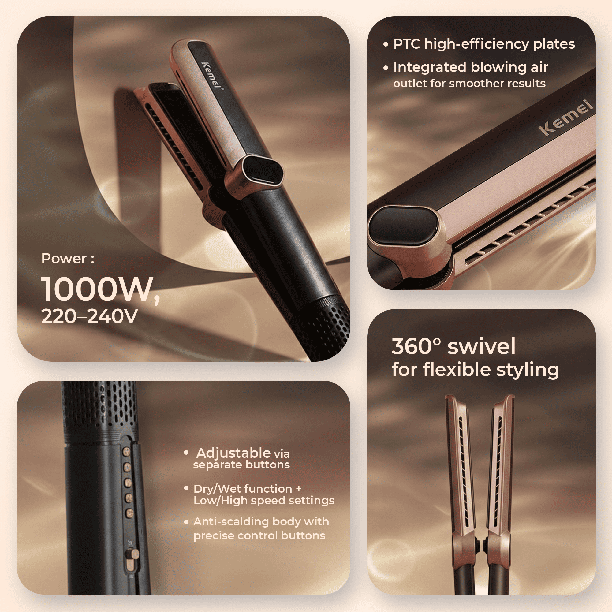 Kemei KM-6910 – Professional Hair Straightener