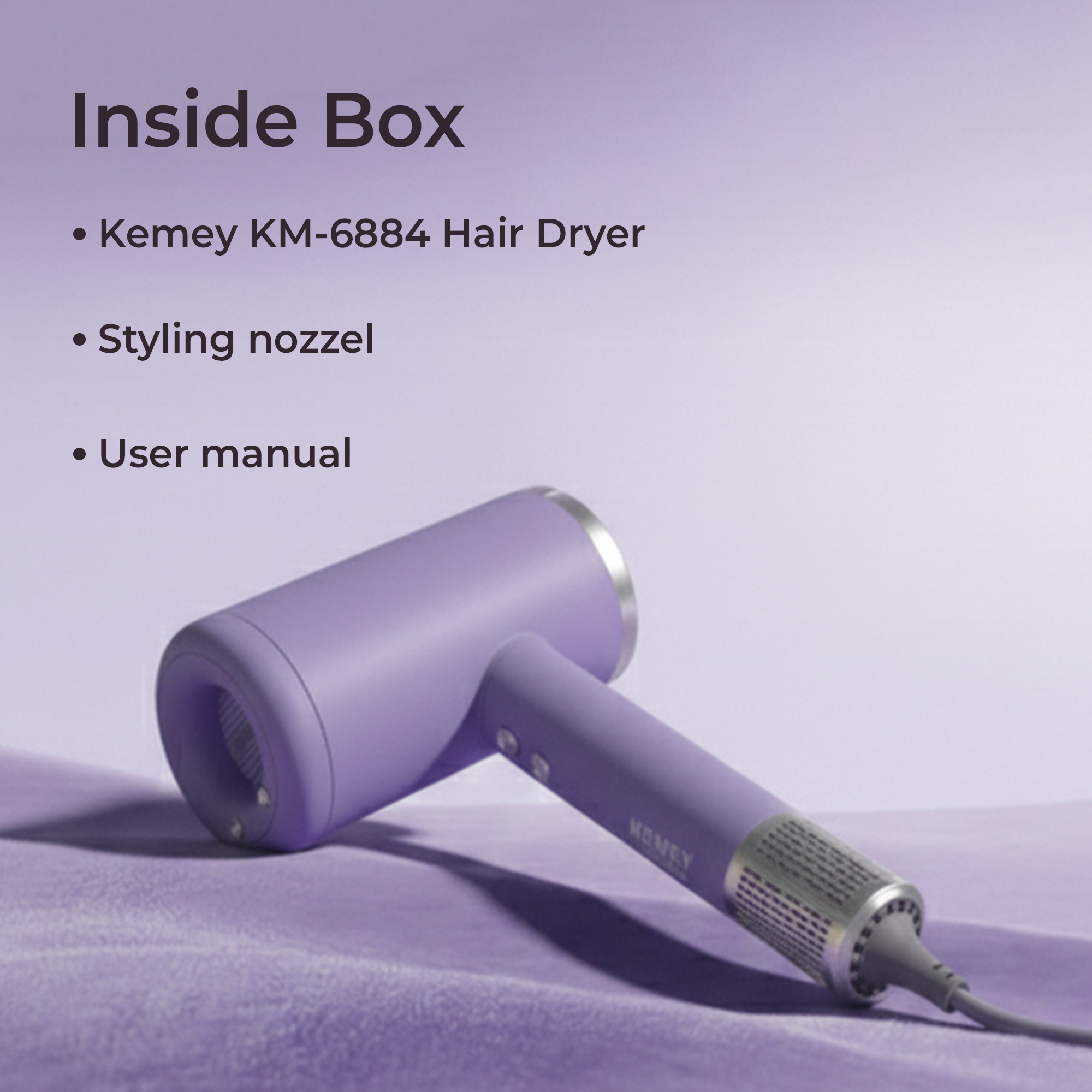 Kemey KM-6884 – High-Speed Brushless Motor Hair Dryer