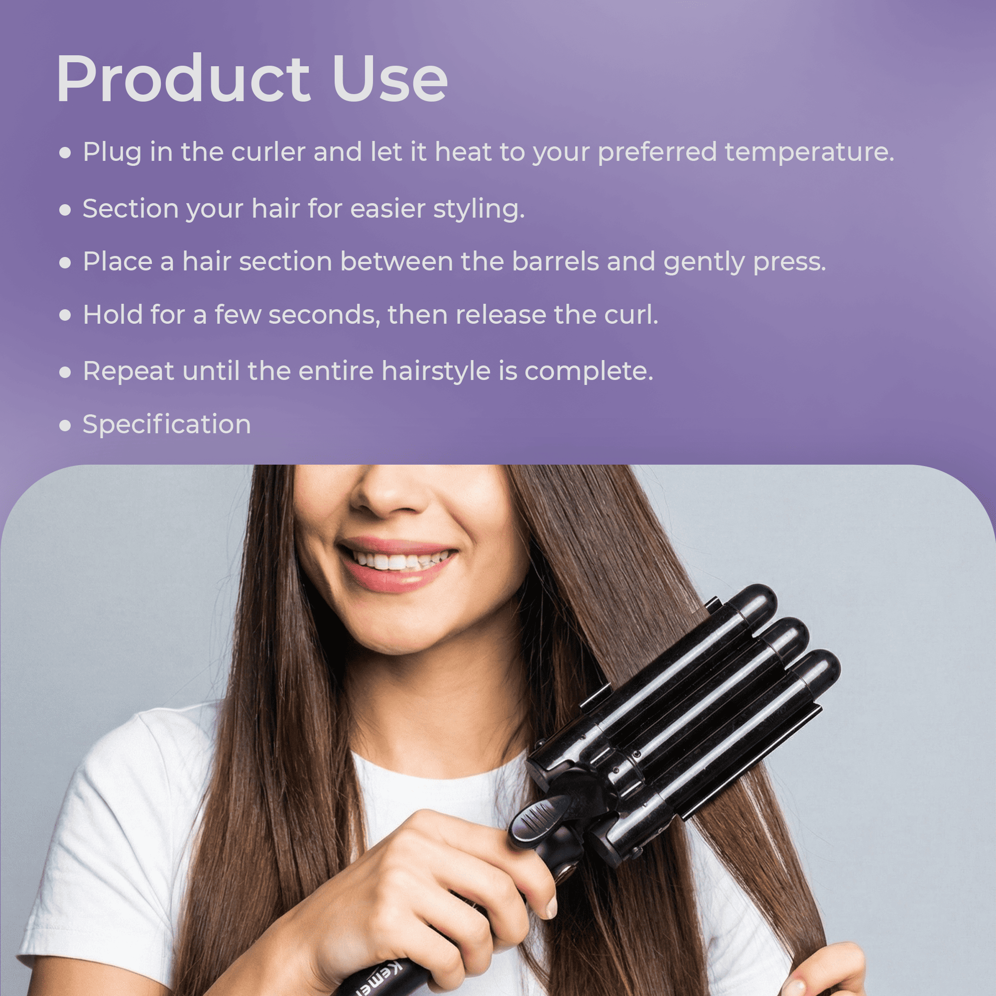 Kemei W3327Z Professional Curling Iron